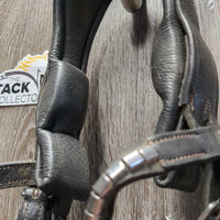 Wide/Padded Monocrown Bridle, Clinker Browband, Clinker *gc, scrapes, scratches, rubs, unglued back, tight keeper, threads, NO Flash
