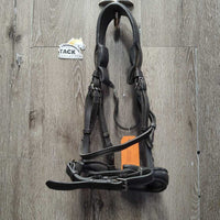 Wide/Padded Monocrown Bridle, Clinker Browband, Clinker *gc, scrapes, scratches, rubs, unglued back, tight keeper, threads, NO Flash
