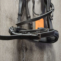 Wide/Padded Monocrown Bridle, Clinker Browband, Clinker *gc, scrapes, scratches, rubs, unglued back, tight keeper, threads, NO Flash
