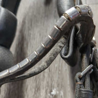 Wide/Padded Monocrown Bridle, Clinker Browband, Clinker *gc, scrapes, scratches, rubs, unglued back, tight keeper, threads, NO Flash
