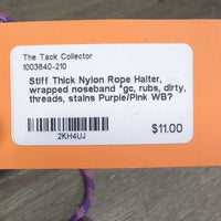 Stiff Thick Nylon Rope Halter, wrapped noseband *gc, rubs, dirty, threads, stains
