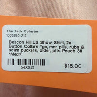 LS Show Shirt, 2x Button Collars *gc, mnr pills, rubs & seam puckers, older, pits
