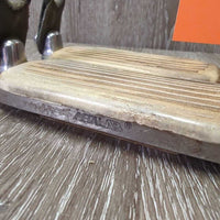 Hvy Peacock Safety Stirrups, grips, els, keepers *gc, stains, cracked els, residue, dirt
