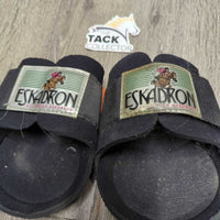 Pr Hind Boots, velcro *gc, dirt, hair, rubs, faded, residue
