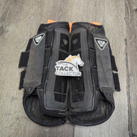 Closed Hind Boots, velcro *gc/fair, residue, scrapes, torn binding, lining: v.rubbed, holey & dirt/residue
