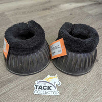 Ribbed Rubber Bell Boots, fleece tops, velcro *gc, dirty, clumpy, stains, rubs, scrapes
