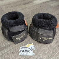 Ribbed Rubber Bell Boots, fleece tops, velcro *gc, dirty, clumpy, stains, rubs, scrapes
