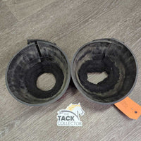 Ribbed Rubber Bell Boots, fleece tops, velcro *gc, dirty, clumpy, stains, rubs, scrapes
