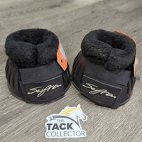 Ribbed Rubber Bell Boots, fleece tops, velcro *vgc/xc, clean, mnr dusty, rubs & stains
