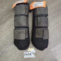 Closed Boots, velcro *gc/fair, dirty, faded, stains, rubs, pills, loose edges, threads, older

