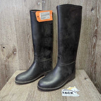 JUNIORS Lined Tall Rubber Riding Boots *gc, scratches, rubs, mnr dirt

