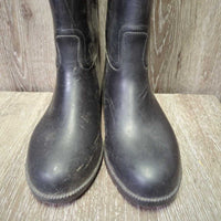 JUNIORS Lined Tall Rubber Riding Boots *gc, scratches, rubs, mnr dirt
