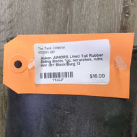 JUNIORS Lined Tall Rubber Riding Boots *gc, scratches, rubs, mnr dirt
