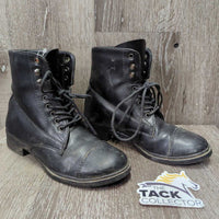 Pr Lace Up Paddock Boots *vgc/gc, clean, stained/residue, mnr dirt, scuffs, rubs, hair, Rt: toe dent
