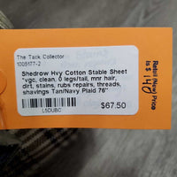 Hvy Cotton Stable Sheet *vgc, clean, 0 legs/tail, mnr hair, dirt, stains, rubs repairs, threads, shavings
