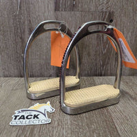 Hvy Fine Stirrup Irons, grips, bling *gc, uneven & missing bling, stains, dirt, residue
