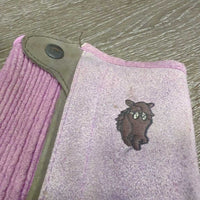JUNIORS Pr Microsuede Half Chaps *gc/fair, dirty, rubs, shavings, faded, stains, stretched els
