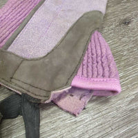 JUNIORS Pr Microsuede Half Chaps *gc/fair, dirty, rubs, shavings, faded, stains, stretched els
