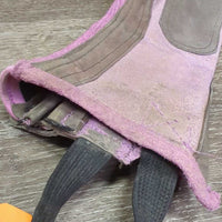 JUNIORS Pr Microsuede Half Chaps *gc/fair, dirty, rubs, shavings, faded, stains, stretched els
