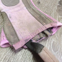 JUNIORS Pr Microsuede Half Chaps *gc/fair, dirty, rubs, shavings, faded, stains, stretched els
