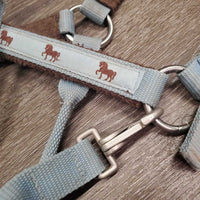 Nylon Fleece Lined Halter, adj, snap *gc, stains, clumpy, dirt, rubs, mnr hair, older
