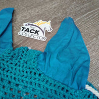 Crochet Fly Veil Ear Bonnet, piping, string *vgc, mnr stains, curled edges
