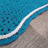 Crochet Fly Veil Ear Bonnet, piping, string *vgc, mnr stains, curled edges

