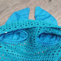 Crochet Fly Veil Ear Bonnet, piping, string *vgc, mnr stains, curled edges
