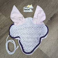 Crochet Fly Veil Ear Bonnet, piping, string *gc, clean, v.curled edges, stains
