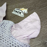 Crochet Fly Veil Ear Bonnet, piping, string *gc, clean, v.curled edges, stains
