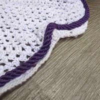 Crochet Fly Veil Ear Bonnet, piping, string *gc, clean, v.curled edges, stains
