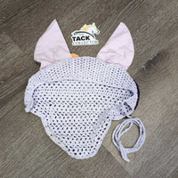 Crochet Fly Veil Ear Bonnet, piping, string *gc, clean, v.curled edges, stains
