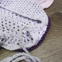 Crochet Fly Veil Ear Bonnet, piping, string *gc, clean, v.curled edges, stains
