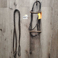 Rsd/FS Monocrown Bridle, Rsd/FS Braided Reins *vgc/gc, clean, rubs, stains, scrapes, faded
