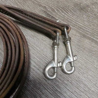 Narrow Draw Reins, snaps, roller buckle *lxc/vgc, clean, mnr twists & edge rubs/scrapes
