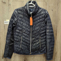 Light Puffy Jacket, zip *gc/fair, dirty, discolored, shiny/v.rubbed, v.pilly edges, sm holes, pulled zipper teethh
