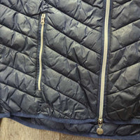 Light Puffy Jacket, zip *gc/fair, dirty, discolored, shiny/v.rubbed, v.pilly edges, sm holes, pulled zipper teethh
