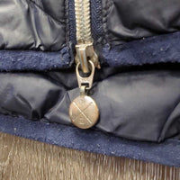 Light Puffy Jacket, zip *gc/fair, dirty, discolored, shiny/v.rubbed, v.pilly edges, sm holes, pulled zipper teethh
