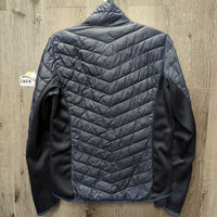 Light Puffy Jacket, zip *gc/fair, dirty, discolored, shiny/v.rubbed, v.pilly edges, sm holes, pulled zipper teethh
