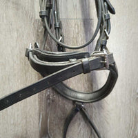 Rsd Dressage Bridle, Crank, Flash, Cotton Web Reins *gc, mnr dirt, rubs, scrapes & dents, tight & missing keepers
