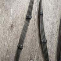 Rsd Dressage Bridle, Crank, Flash, Cotton Web Reins *gc, mnr dirt, rubs, scrapes & dents, tight & missing keepers
