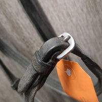 Rsd Dressage Bridle, Crank, Flash, Cotton Web Reins *gc, mnr dirt, rubs, scrapes & dents, tight & missing keepers
