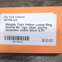 Thick Hollow Loose Ring Snaffle Bit *vgc, clean, scuffs, scratches, stains
