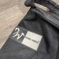 Round Cordura Bridle Bag, zipper *fair, cracked & peeling lining, missing tab, stains, faded, rubs, older
