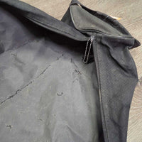 Round Cordura Bridle Bag, zipper *fair, cracked & peeling lining, missing tab, stains, faded, rubs, older
