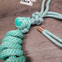 Thick Soft Nylon Rope Halter, attached Lead Rope, letahr tassle end *xc/like new, clean, mnr stains?dirt
