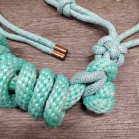 Thick Soft Nylon Rope Halter, attached Lead Rope, letahr tassle end *xc/like new, clean, mnr stains?dirt
