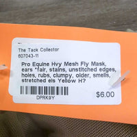 Hvy Mesh Fly Mask, ears *fair, stains, unstitched edges, holes, rubs, clumpy, older, smells, stretched els
