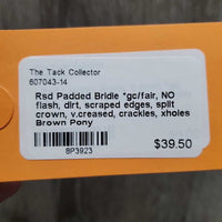 Rsd Padded Bridle *gc/fair, NO flash, dirt, scraped edges, split crown, v.creased, crackles, xholes
