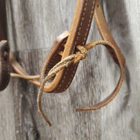 v.Hvy Leather Headstall, Conchos, Laces *vgc, mnr rubs, dirt?stains, stretched/loose keeper
